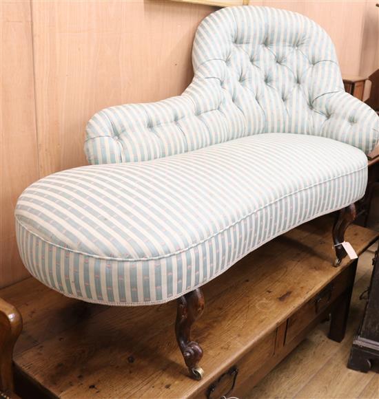 A Victorian button back chaise lounge W.150cm approx
